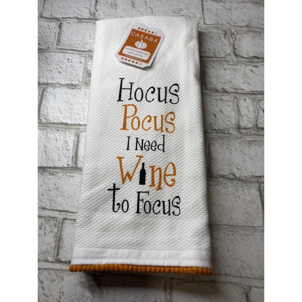 Casaba Halloween Kitchen Towels 100% Cotton, Set of 2 NEW
